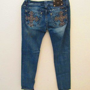 Miss Me Rhinestone Mid-rise blue jeans